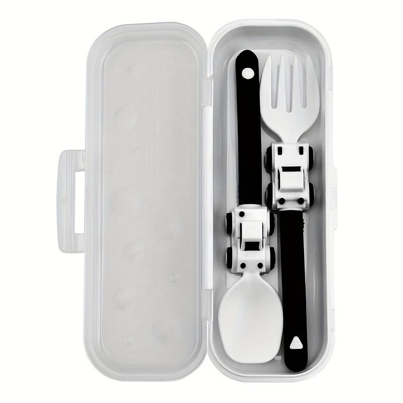 Youngsters's Simple and Cute Cartoon Sports Car Fork and Spoon Youngsters Youngsters's Fork and Spoon Fruit Independent Eating Cartoon Tableware