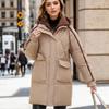 Winter Coats Woman 2026 Women's Cotton Jacket Hooded Contrast Thicken Warm Parkas Coats Female 2 Pocket  Casual Padded Jacket