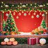 Christmas Banner Xmas Tree Gift Boxes Golden Bell Merry Christmas Party Decor Backdrop Christmas New Year Party Photo Background