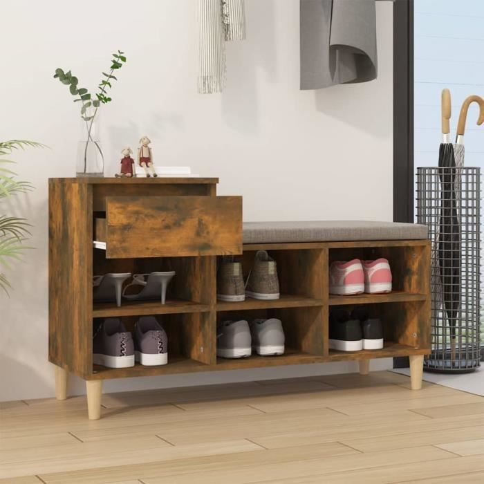 VidaXL Shoe Cabinet Smoked Oak 102x36x60 Cm Engineered Wood 821209