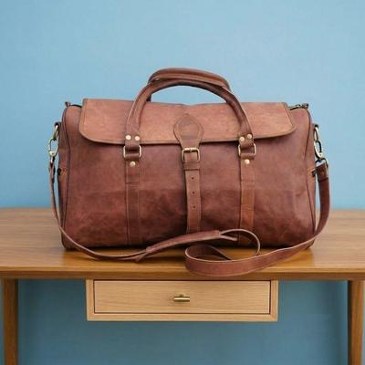 Deri Spor Çantası Gecelik Hafta Sonu Seyahati AirCabin Holdall Carryon Bagajı