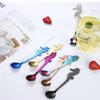Stainless Steel Creative Sea Horse Shape Coffee Spoon Hanging Cup Stirring Spoon Titanium-plated Multi-color Specialty Spoons