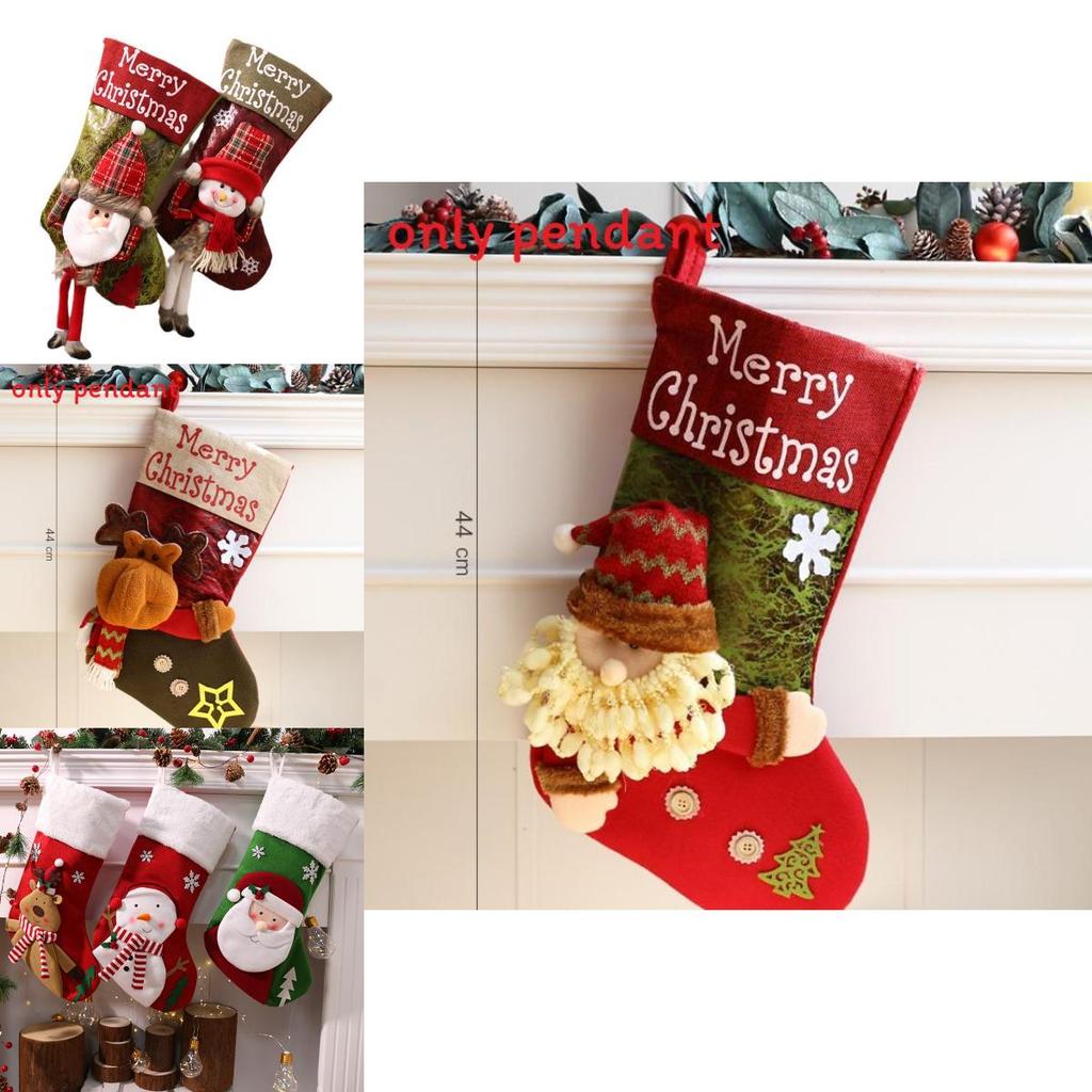 Cute Santa Claus Snowman Elk Socks Shaped Pendant For Holiday Decor