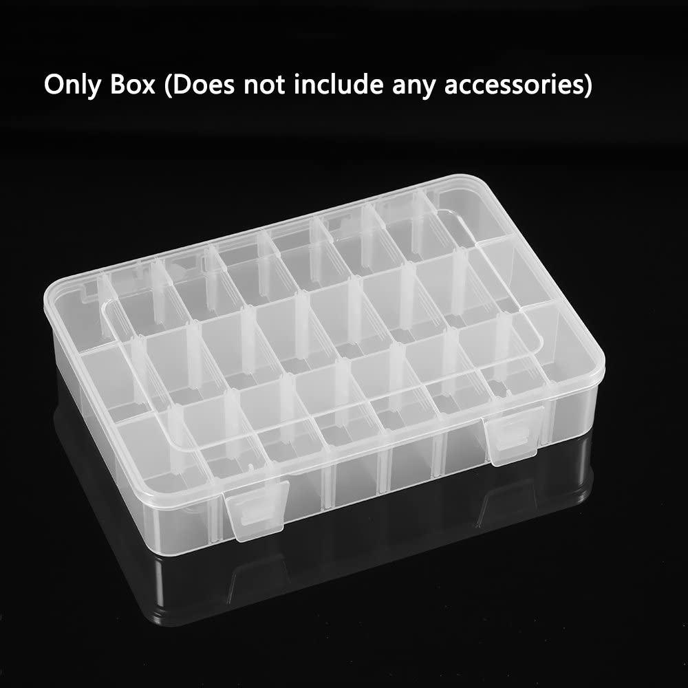 

24Grids Clear Plastic Organizer Box Craft Storage Container Jewelry Box with Adjustable Dividers for Beads Art DIY Craft Jewelry