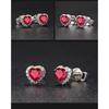 925 Silver Love Heart Earring Luxury Female Ruby Red Stone Stud Earrings For Women Wedding Party Birthday Gift