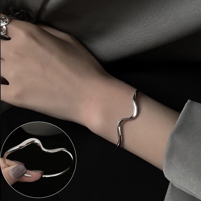 Retro Braided Open Bangle: S925 Silver Plated Unisex Bracelet - Trendy Heavy Industry Design
