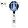 Radiology Badge Reel Reel, Retractable Skeleton Holder with Clip, Chest Skull Clip Bones Patterns Name Card for Nurse Doctor ID Cards