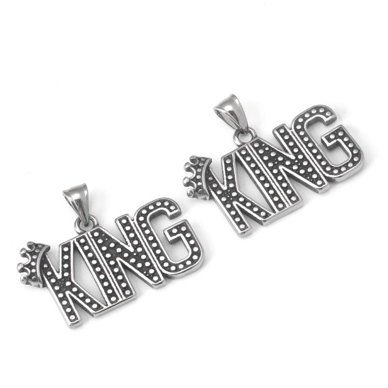 Collier Pendentif Couronne KING en Acier Inoxydable - Style Hip Hop Rock Rétro Punk