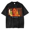 100% Cotton Vintage Washed Ariana Grande Petal Violent Fairy Pop Core T Shirt Men Letter Live Laugh Love Retro Loose Tees Shirts