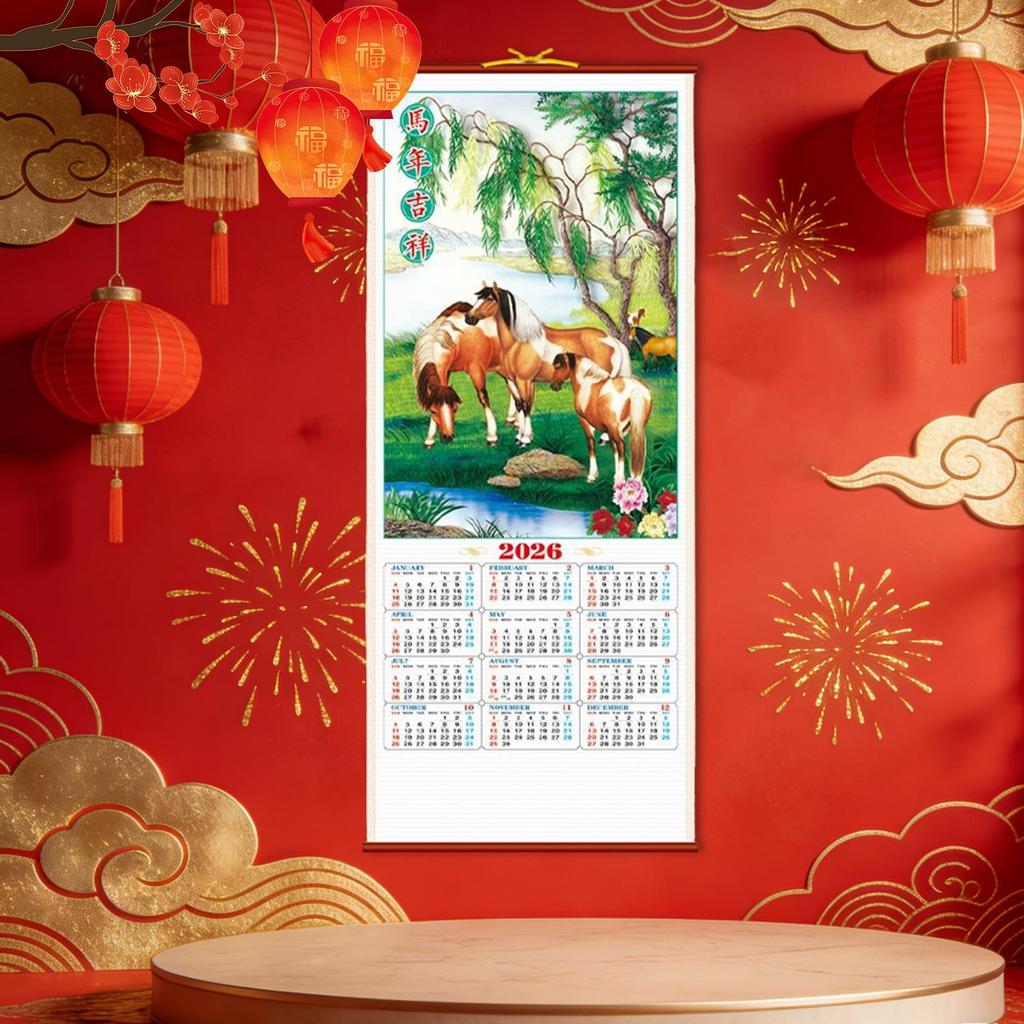 Year The Horse 2026 Wall Calendars Chinese Lunar Date Calendar Tear Off Daily Calendar Hanging Lucky Character Home Office Decor
