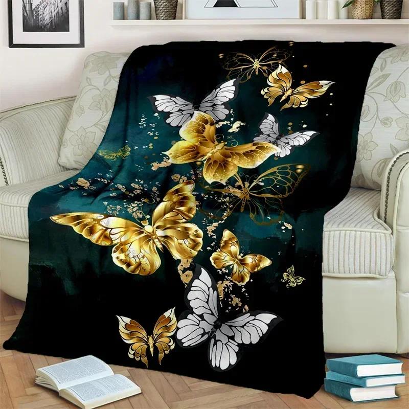 Cartoon Dream Butterfly Flower Blanket,Soft Throw Blanket for Home Bedroom Bed Sofa Picnic Travel Office Rest Nap Cover Blanket