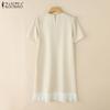 ZANZEA Women Casual Round Neck Summer Short Sleeve Loose Dress