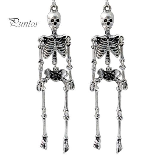 Halloween Party Accessories 1 Pair Earrings, Spooky Gothic Skeleton Dangle Cool Grunge Jewelry Drop Punk Skull Articulated for Women
