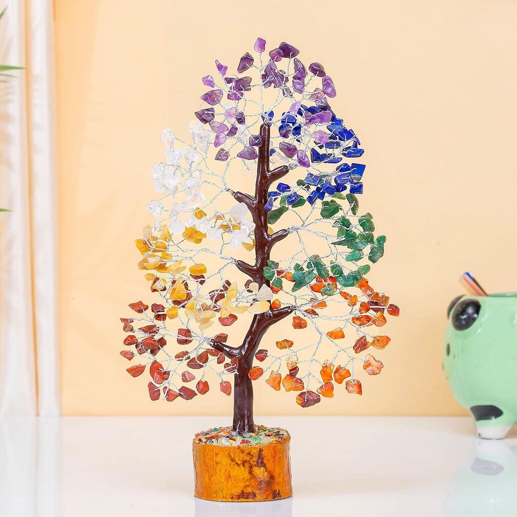 Seven Chakra Crystal Tree Good Luck Showpiece for Home Decor Items Crystals Gemstones Bonsai Money Tree for Good Luck, Decoration Gift