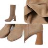 Fashion New Kid Suede Retro Women Boots Autumn Winter Slip-On Mid-Calf Boots for Women Square Toe Square Heel Basic Shoes High(5cm-8cm)