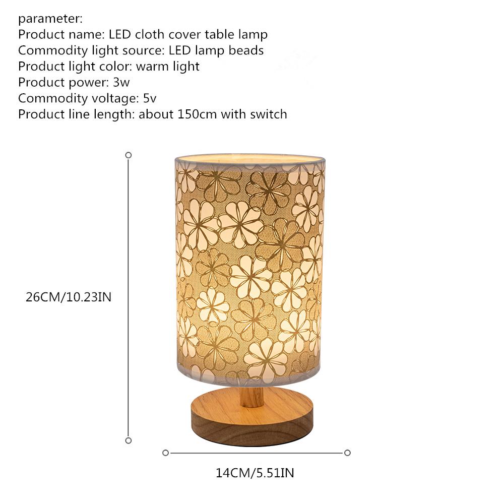 2022 Round Retro Creative LED Desktop Bedroom Hotel Bedside Solid Wood USB Plug Lamp