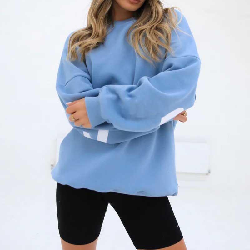 Neuer grenzüberschreitender europäischer und amerikanischer Mode-Druck verdickter vielseitiger langärmeliger lockerer Pullover weibliche Trendmarke
