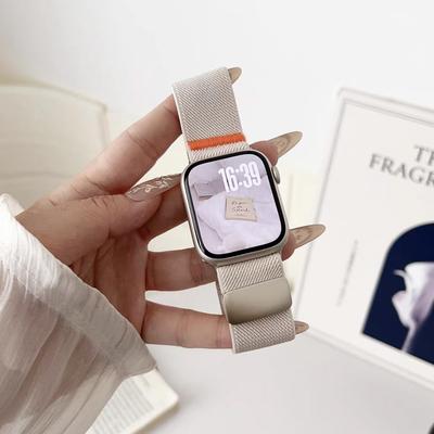 Magnetic Strap Nylon Elastic Loop for Apple Watch Ultra Band 49mm 45 44 46 42 38 40 41mm Stretchy Wristband for Series10 9 8 7