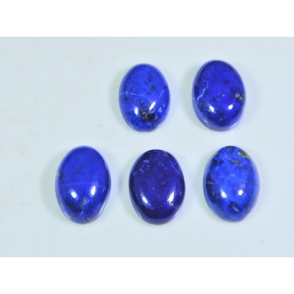 10X14MM Natural Lapis Lazuli Oval Cabochon Loose Gemstone 5Pcs Lot 30Cts. A-492