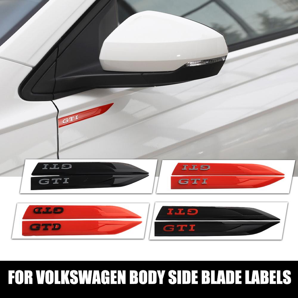 VW Polo Golf 4 5 2pcs 3D ABS GTI GTD Emblem Badge Car Door Fender Car Stickers VW GTD GTI Golf Polo Tiguan Jetta Touran PASSAT CC Motion MK4 YA7