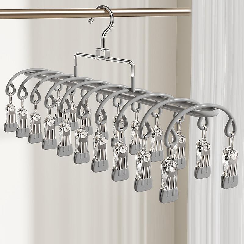

Space Saving Multi-Layer Pants Hanger with Clips-Closet Organizer for Jeans/Trousers/Skirts,Non-Slip Stainless Steel Hanger серый