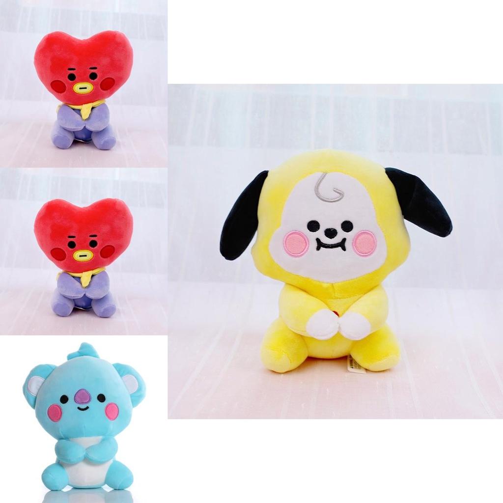 Adorable Kpop Bts Bt21 Seated Doll Plush Toy Collection Featuring Tata Cooky Chimmy Koya Shooky Mang