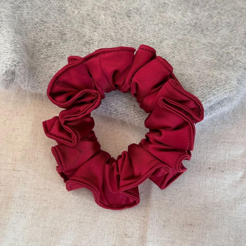 Red Satin Pleated Small Intestine Hairband Elastic Hair Tie Bun Hairpin Scalp Hair String Hair Accessory