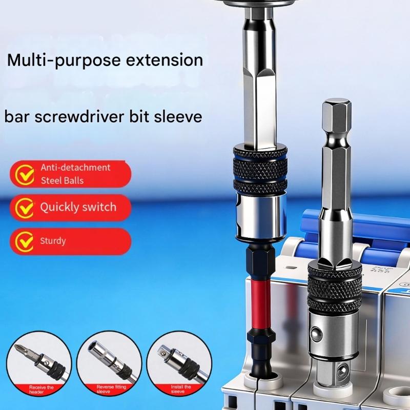 Universelle Bithalter-Verlängerung mit Selbstverriegelungsfunktion für elektrische und manuelle Schraubendreher für Hand- und Elektrowerkzeuge