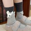 Cute Creative Designed Flocked Cat-themed Mid-calf Socks for Women Autumn and Winter Women Socks