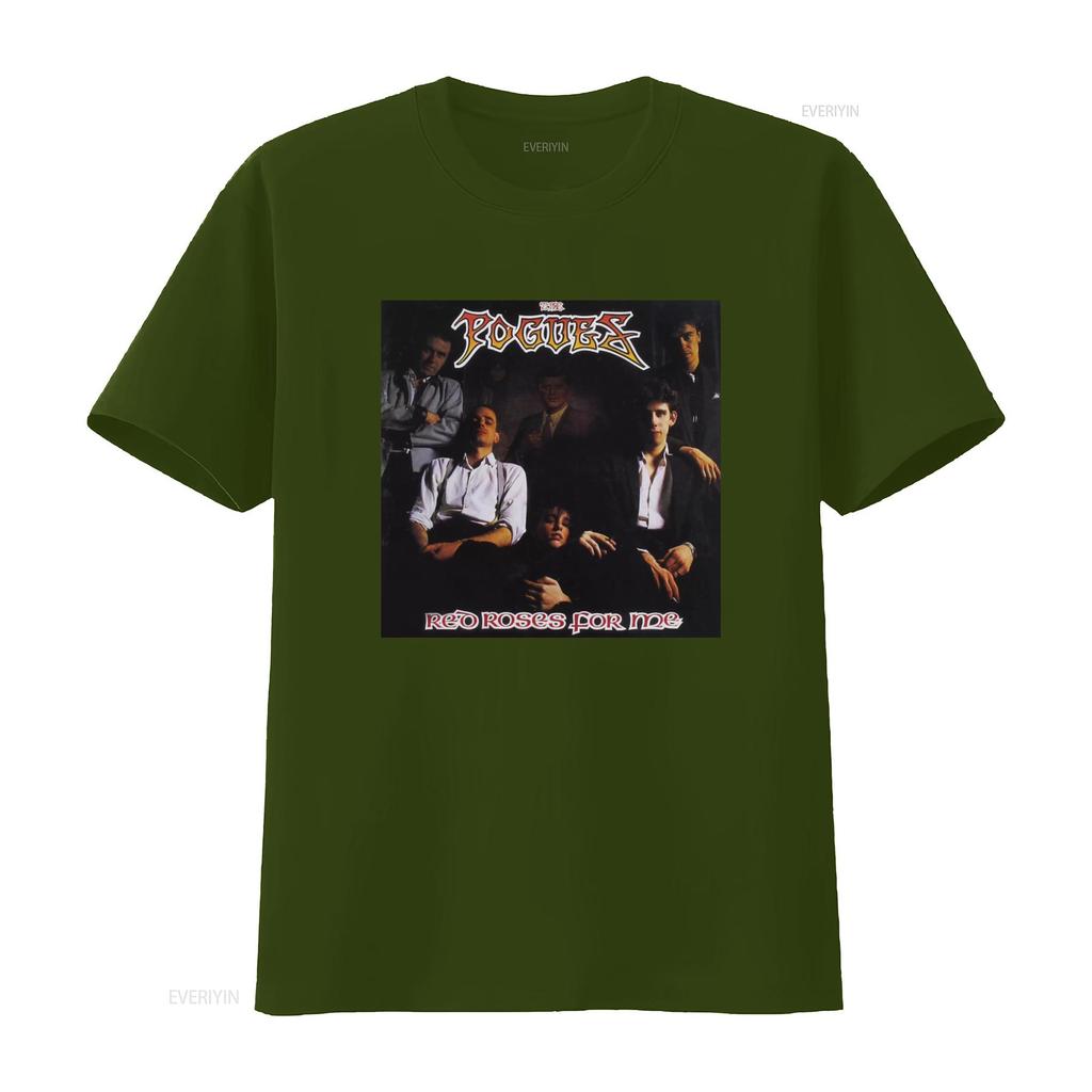 Vintage The Pogues Red Roses For Me Black T Shirt Retro Band Vintage Washed Designer Clothes Unisex Slightly Versatile