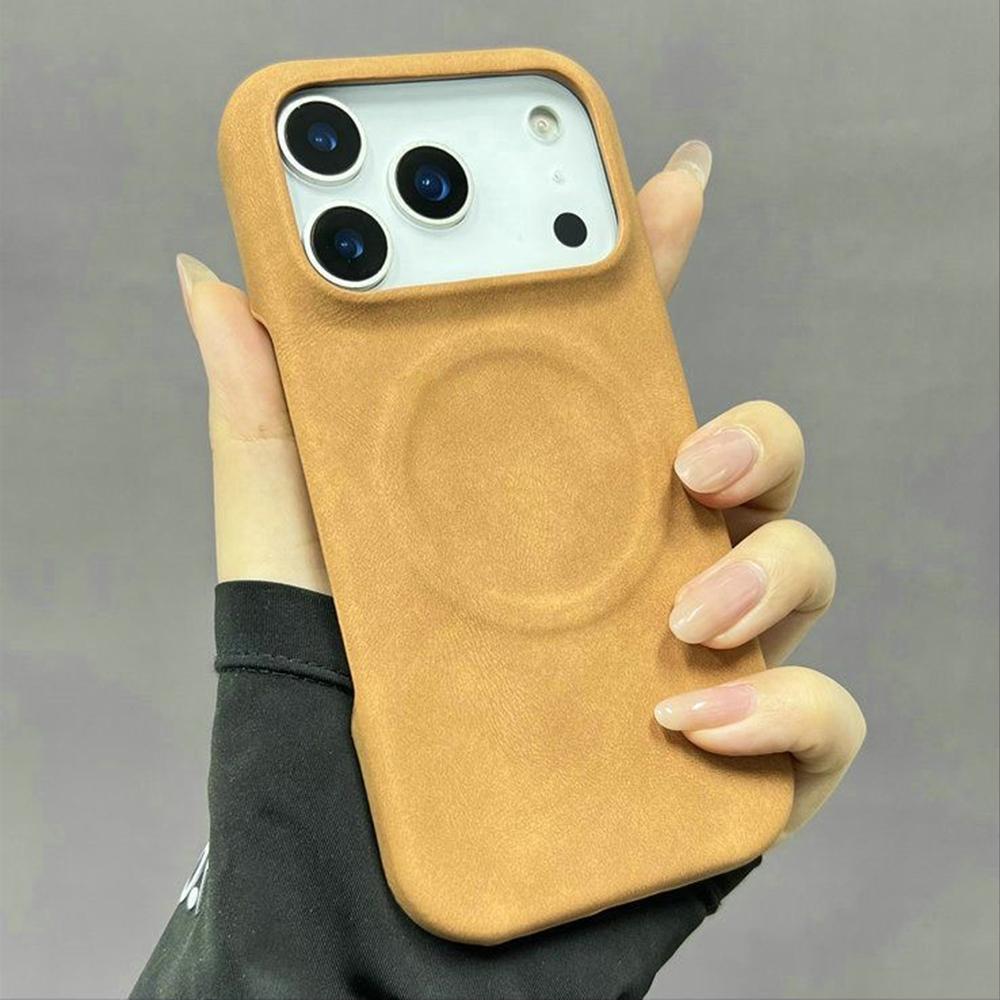 Rrtro Suede Lambskin Leather Magnetic Case For iPhone 17Air 16 15 14 13 12 17 Pro Max Plus For Magsafe Wireless Charging Cover