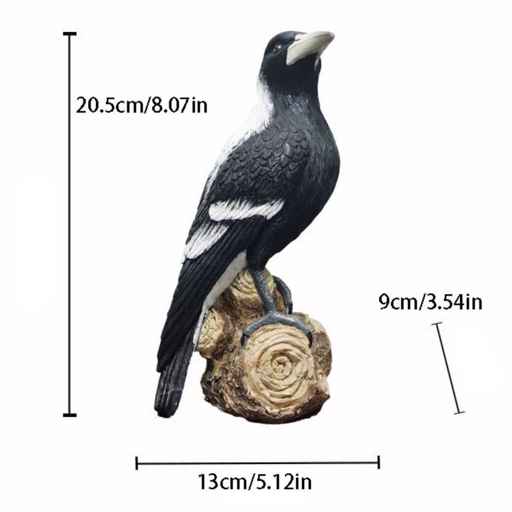 Resin Simulation Magpie Ornament Cute Animal Miniatures Figurine Bird Statue Office