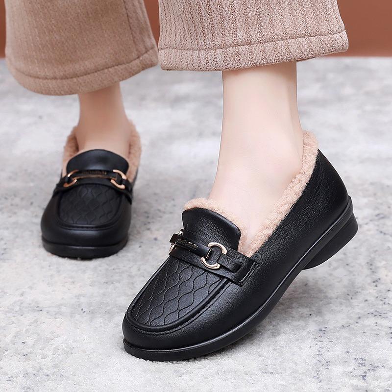 Autumn and winter new velvet thickened Doudou shoes women's warm soft sole non-slip lazy shoes one foot cotton boots