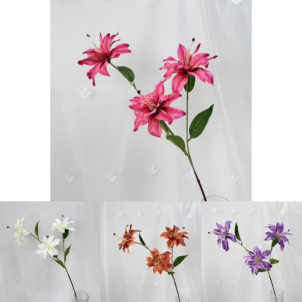 Künstliche Lilium Brownii Var Viridulum Blumengirlande für Hochzeitsdekoration und Foto-Requisiten mit handgefertigtem Seidenmaterial