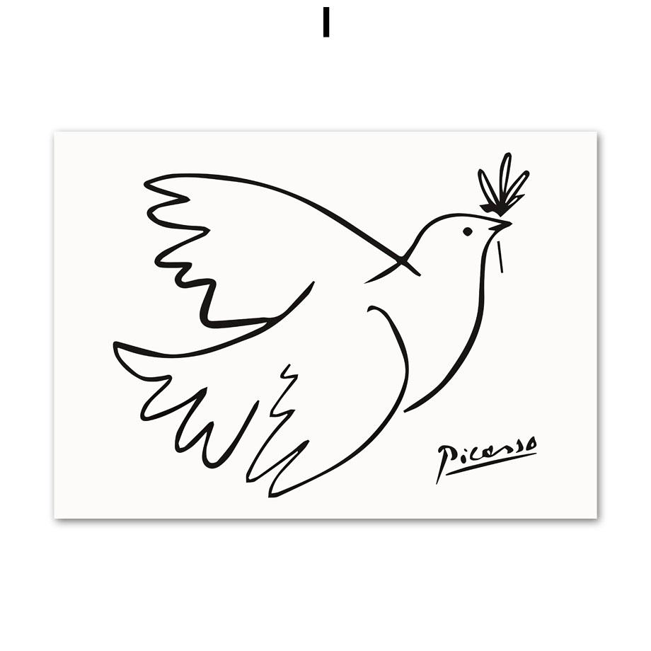 Abstrakte Linie Gesicht Vogel Picasso Nude Mädchen Wand Kunst Leinwand Malerei Nordic Poster Und Drucke Wand Bilder Für Wohnzimmer decor