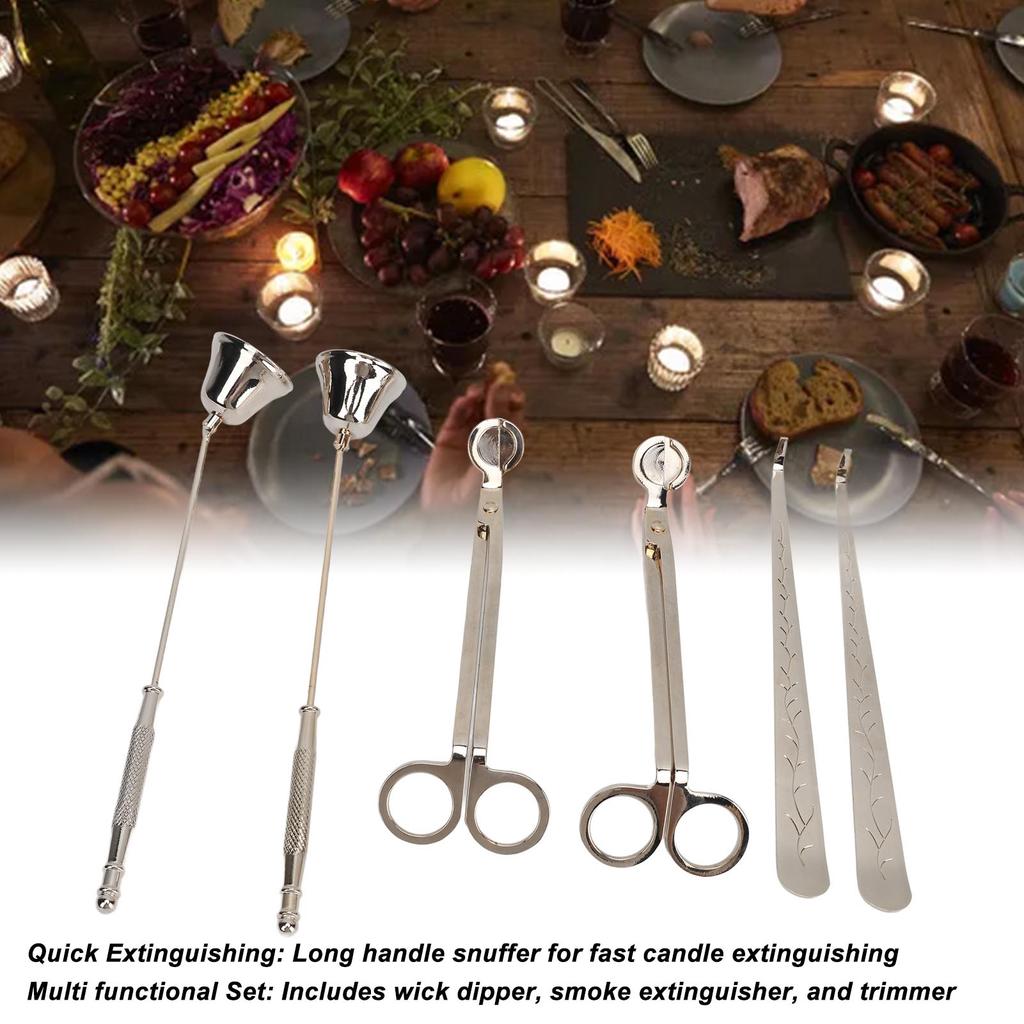 6PCS Candle Accessory Set Wick Trimmer Wick Dipper Candle Snuffer Stainless Steel Easy Grip Use Durable Candle Care Kit