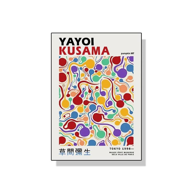 Yayoi Kusama Kunstausstellung Kürbisblume Wandkunst Poster Drucke Abstrakte Leinwandmalerei Bild für Modernes Zimmer Wohnkultur