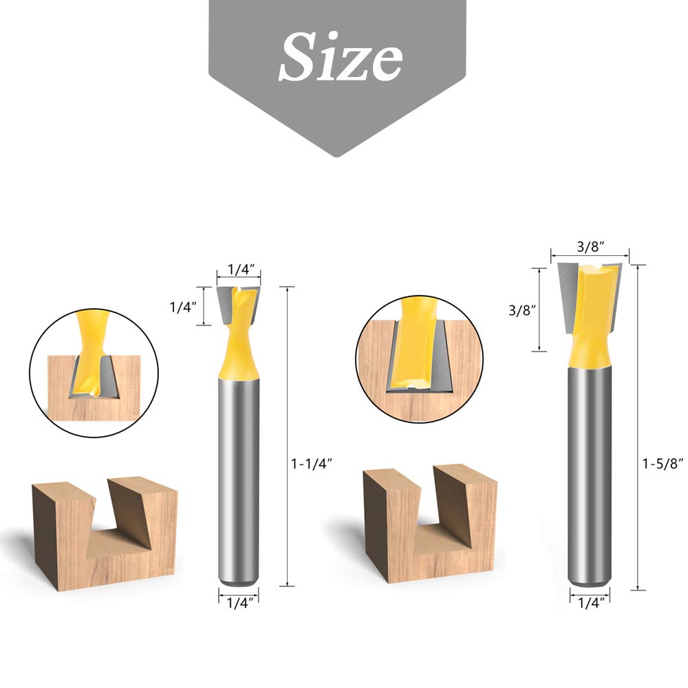 6PCS Dovetail Router Bit Set Woodworking Milling Cutter Carving Tool Wood Router Bits Kit