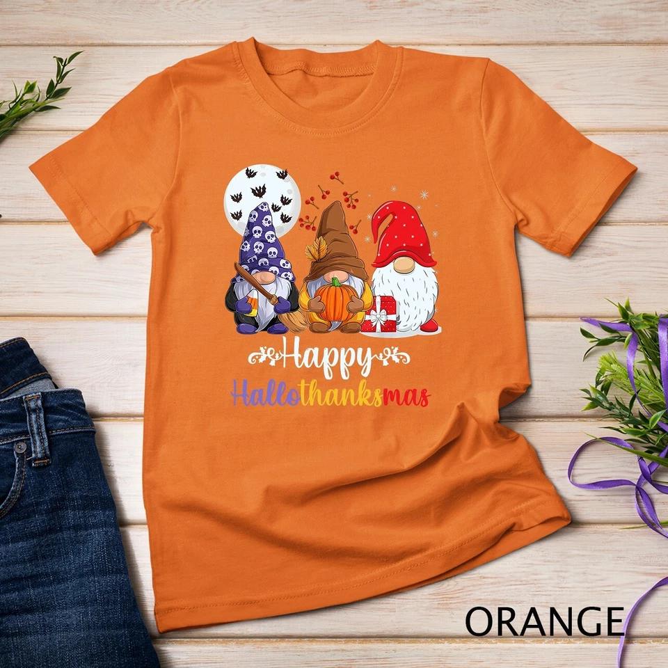 Happy HalloThanksMas Gnomes Unisex T-shirt 4 L