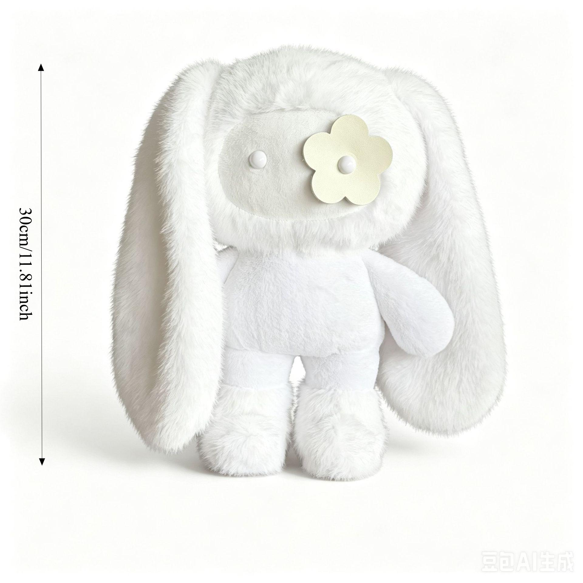 18/30cm Juju Hase Schlüsselanhänger Blume Auge Juju Hasen Schlüsselring Lange Ohren Hase Schlüsselanhänger Niedlicher Hase Anhänger Halloween Geburtstagsgeschenk white