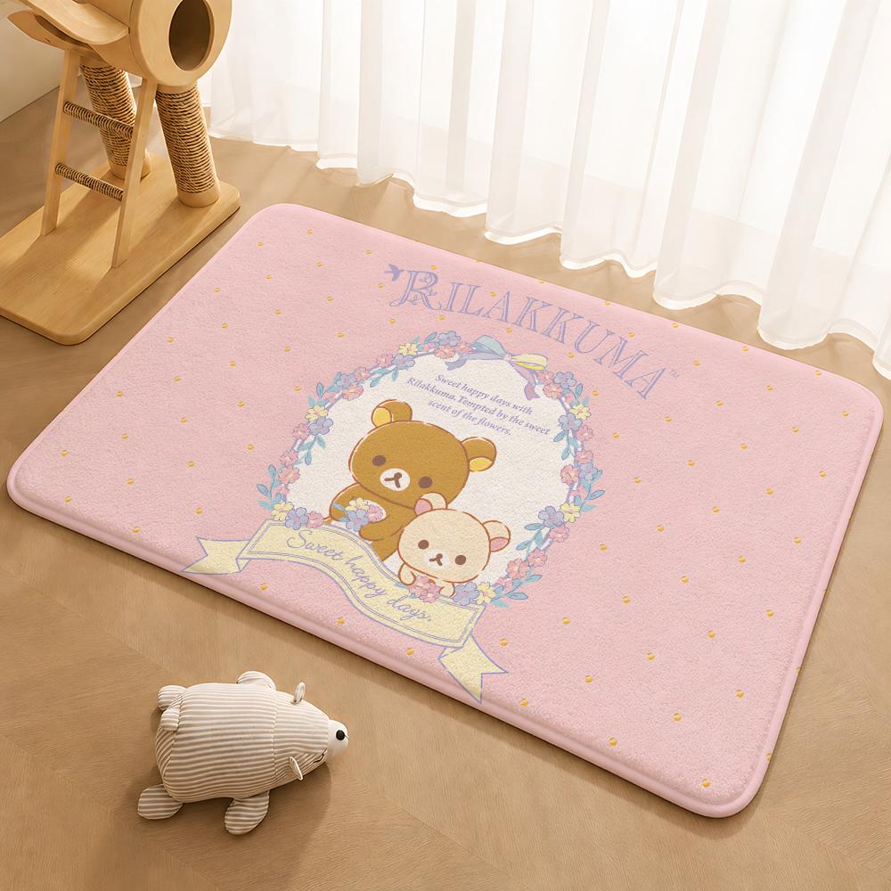 R-Rilakkuma Anime Floor Mat Floor Mat Soft Flannel Non-Slip Door Rug for Living Room