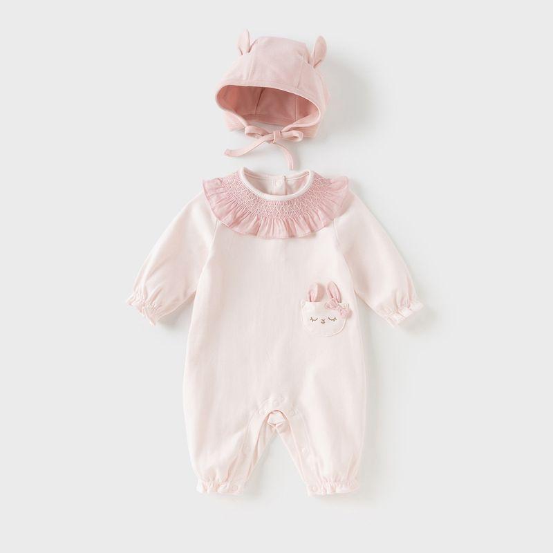 David Bella Newborn Romper 2026 Spring Baby Clothes Baby Pure Cotton Antibacterial Anti-Mite Girl s One-Piece Suit Light Pink [Ready in Stock] 59