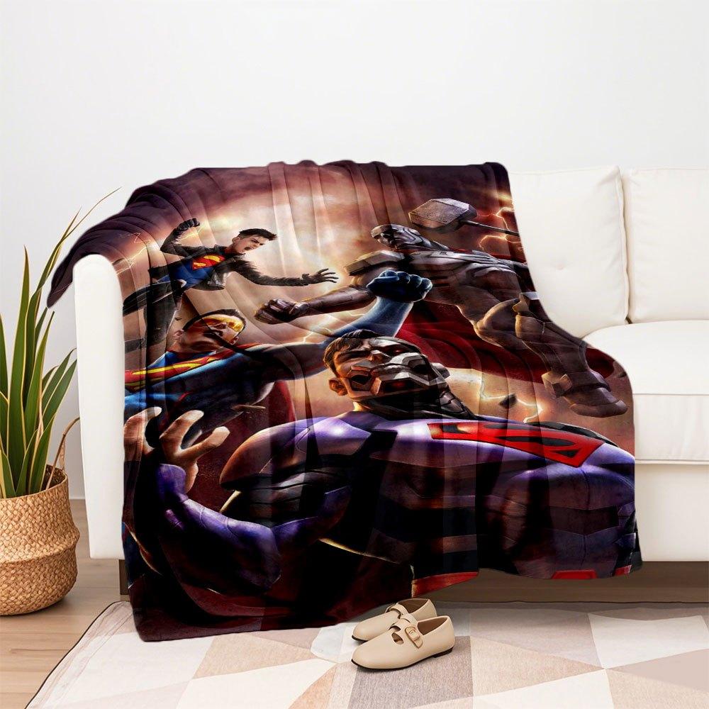DC Comics Superheroes: Superman, Batman, Gift Blanket Flannel Throw Blanket for Sofa, Bed, Travel, Camping, Office, Couch, Chair