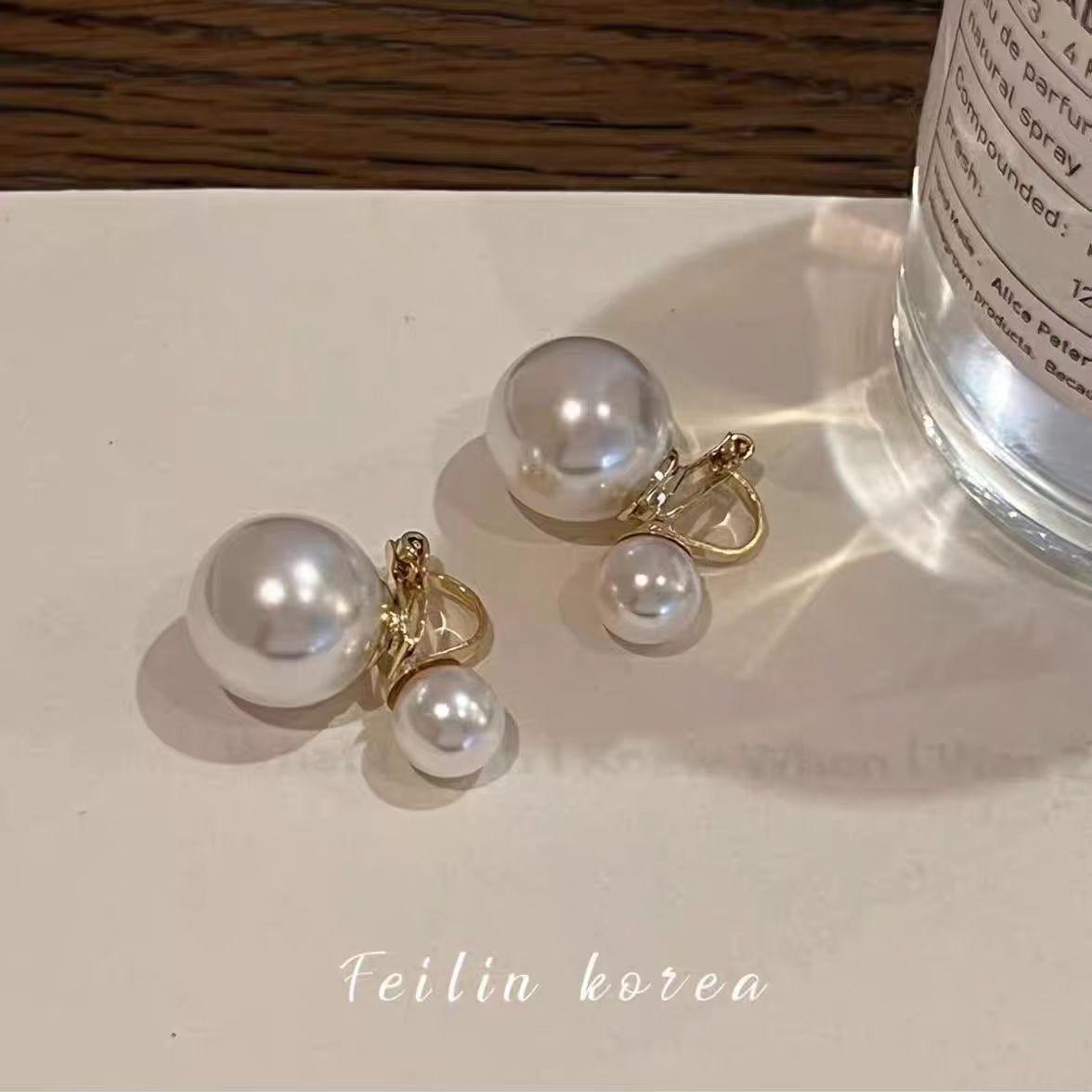 Luxurious French Pearl Ear Cuffs: No-Piercing Cartilage Clip for Women - Small  Large Niche Design