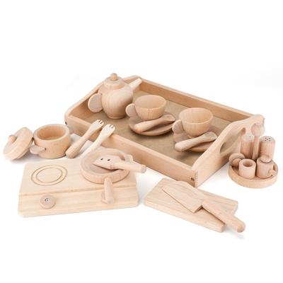 TUGO Pretend Play Set, Wooden Pretend Play - Meal Set, Educational Toy, Pretend Play, Wooden Toy, Tableware Box, Cookware, Plates, Pots, Tableware,
