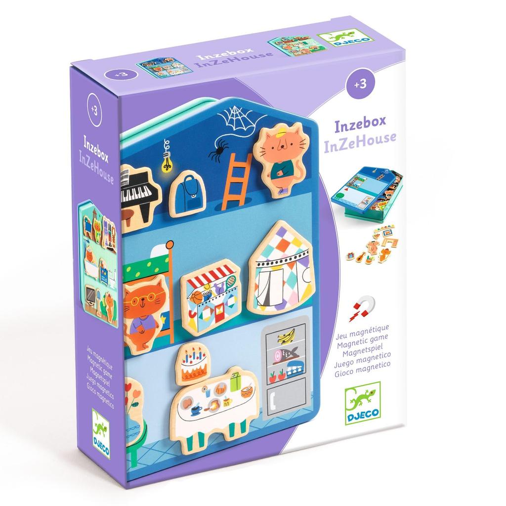 DJECO Magnet in the House Magnetic Toy Dollhouse Toy Furniture Interior Magnetic Wooden Educational Toy Puzzle Pretend Play Ages 2, 3, 4, 5 (DJ03089)