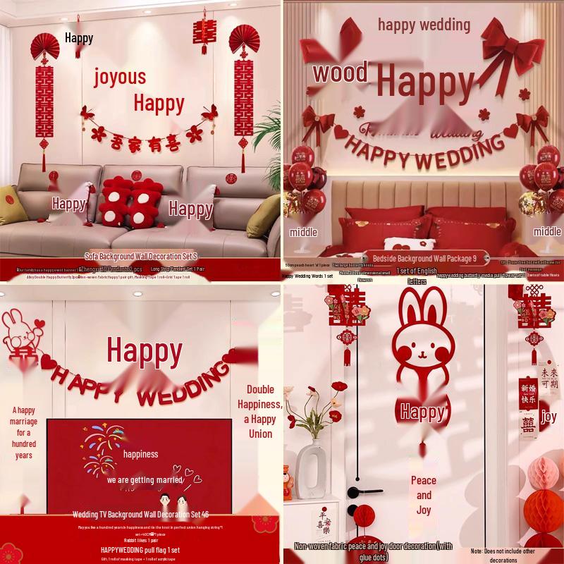 Wedding Ceremony Room Décor Set: Bridal & Groom's Room, Living Room Sofa & Background Wall Decorations