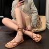 Fashion Summer New Fashion Ankle Strap Flat Shoes 2025 Women's Casual Lace-up Sandals Ladies Flip Flops Beach Flat Gladiator Sandalias