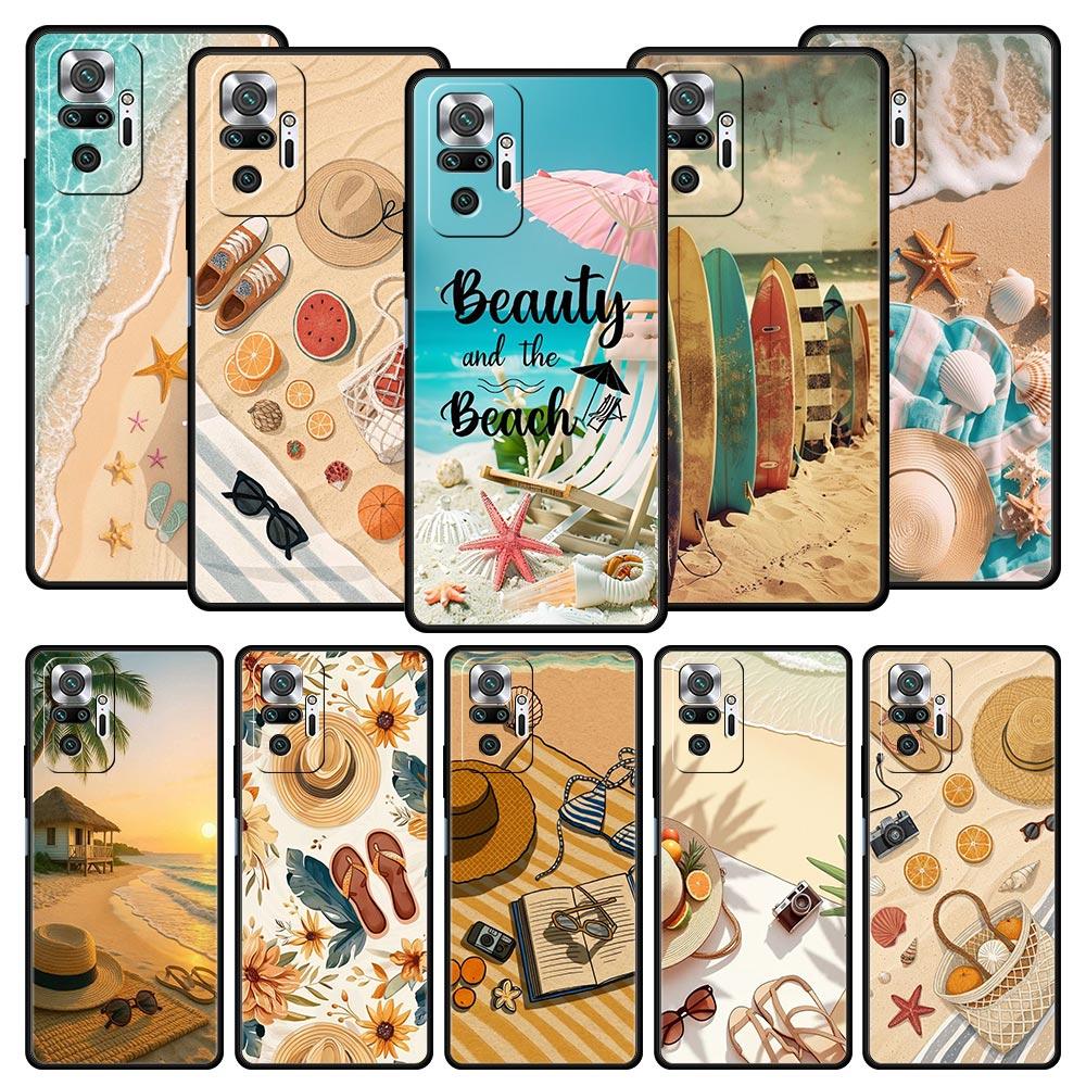 Summer Beach Phone Case Cover for Redmi 14C 10C Note 15 14 13 12 10 11 K40 Pro Plus 5G Soft TPU Shockproof Shell Fundas Capa Bag