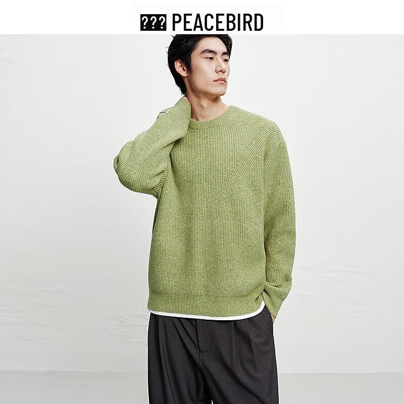 Peacebird Men's Loose-fit Brushed Crew Neck Sweater